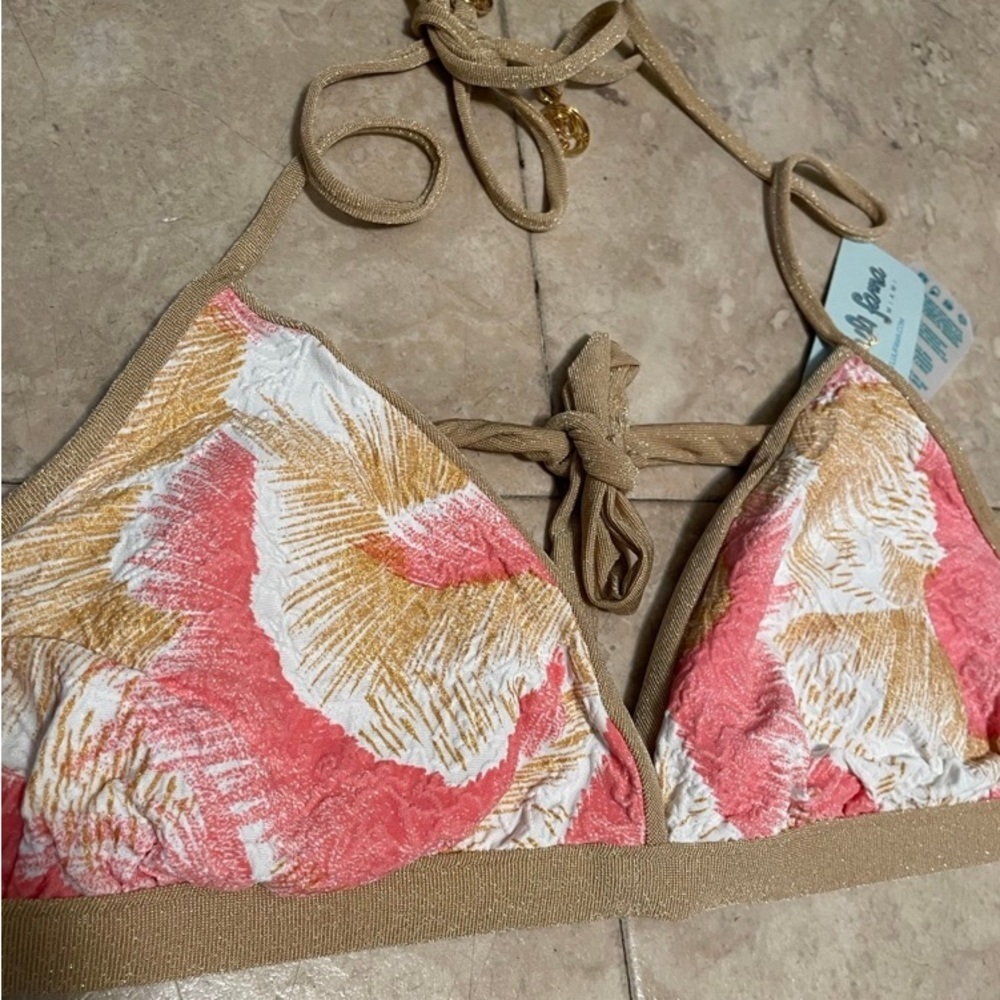 Luli Fama Women's Reversible Bikini Halter Top size L NWT - Picture 7 of 10